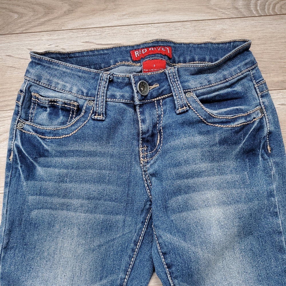 Red Rivet Bootcut Distressed Jeans - Picture 7 of 15